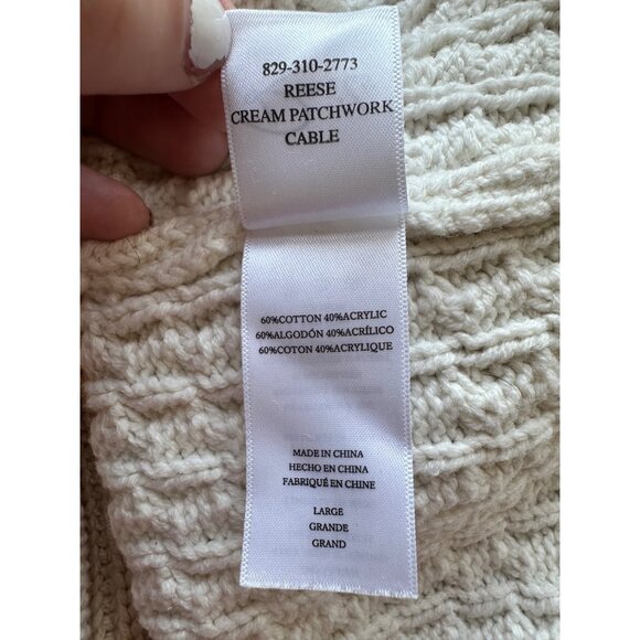 Rails Reese Patchwork Boxy Cable Cardigan- Cream Size M - Picture 10 of 11